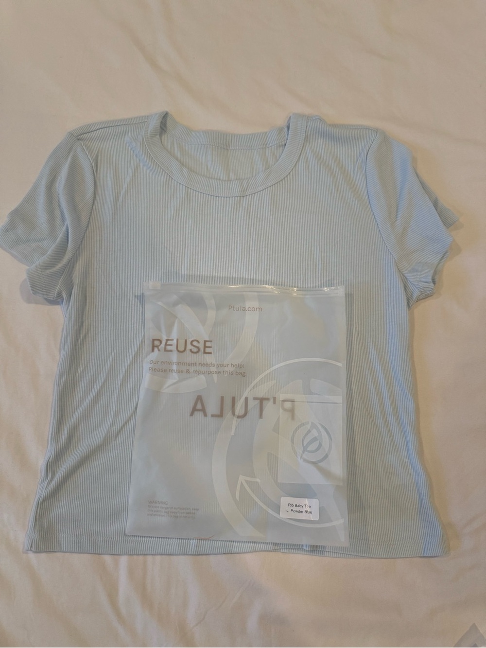 P'tula Powder Blue Rib Baby Tee